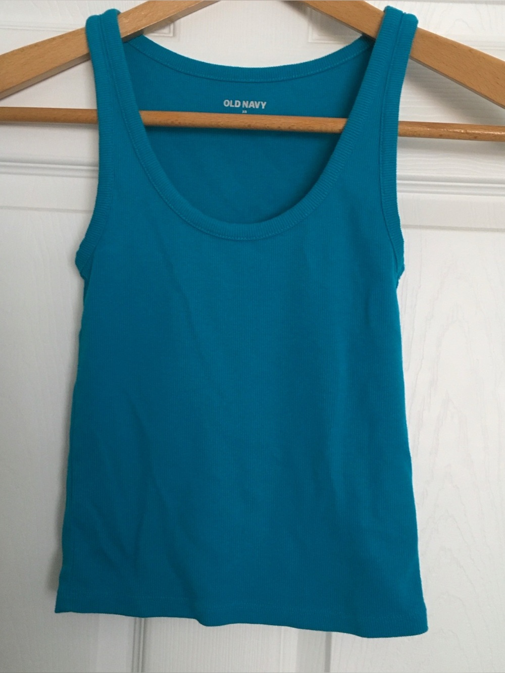 Old Navy Women's XS Teal Ribbed Cropped Scoop Neck Tank Top Beach Summer Basics